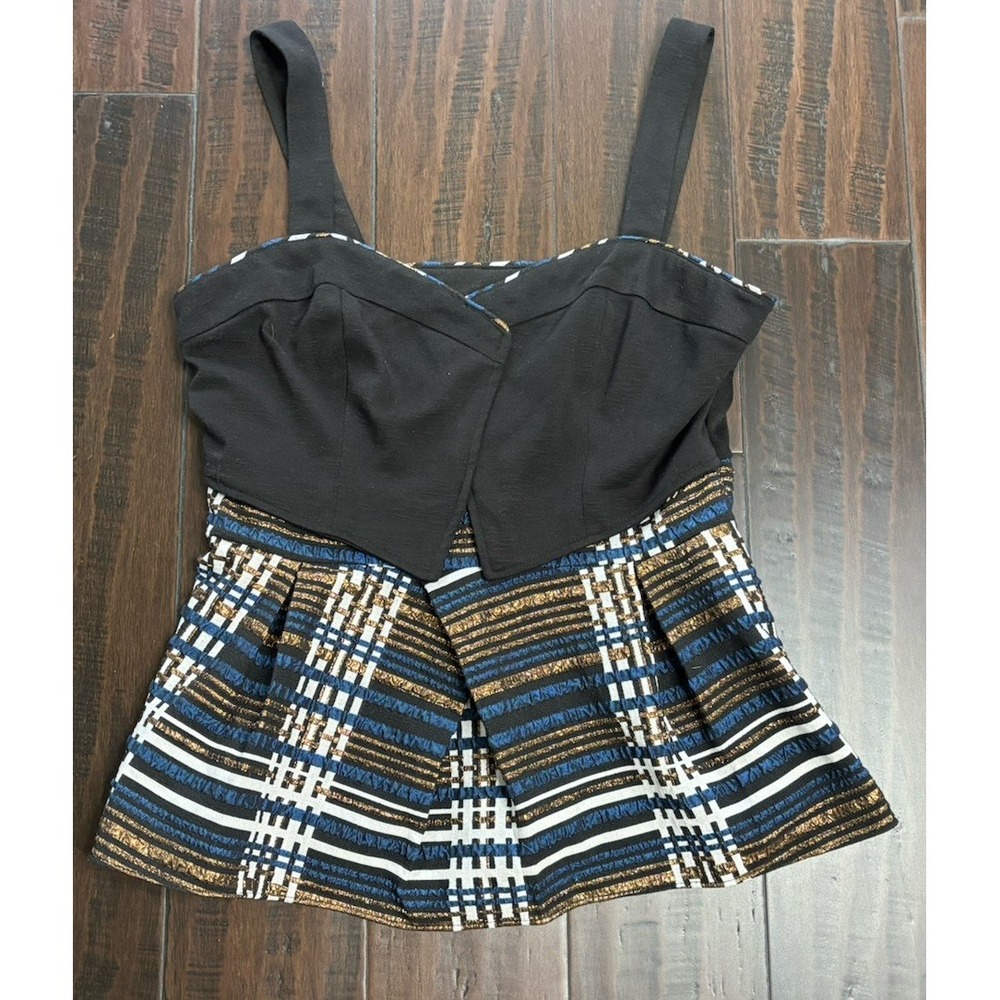 Anthropologie Deletta Nathalie Peplum Top Shirt Womens **M Pinup Babydoll